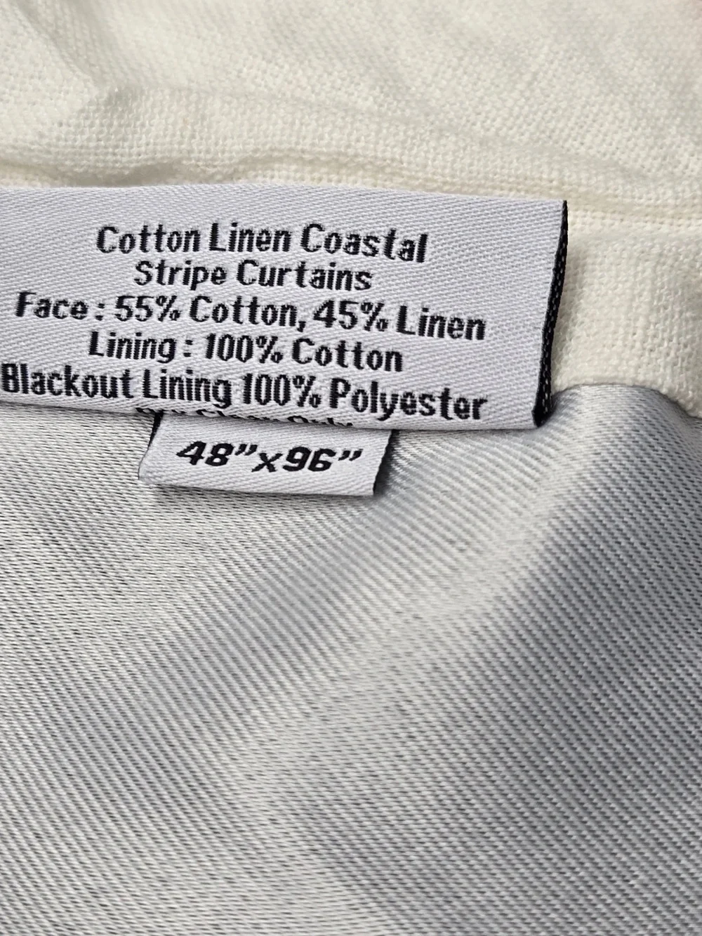 QUINCE Set Of 2 48x92 Coastal Stripe Linen Cotton True Blackout Curtains 9203